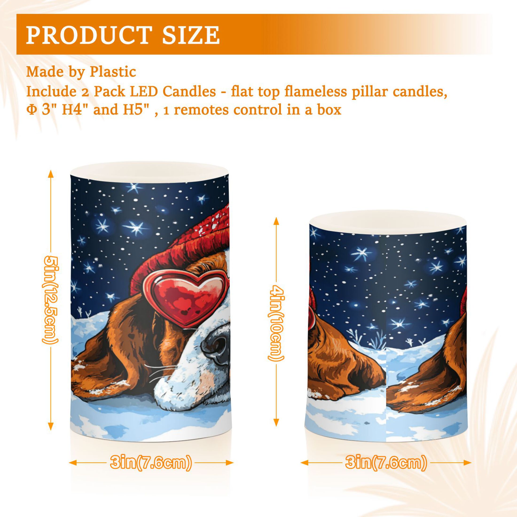 Wobogo Snow Basset Hound Combo Flameless Flickering Candle Light with Remote Control and Timer for Romantic Atmosphere