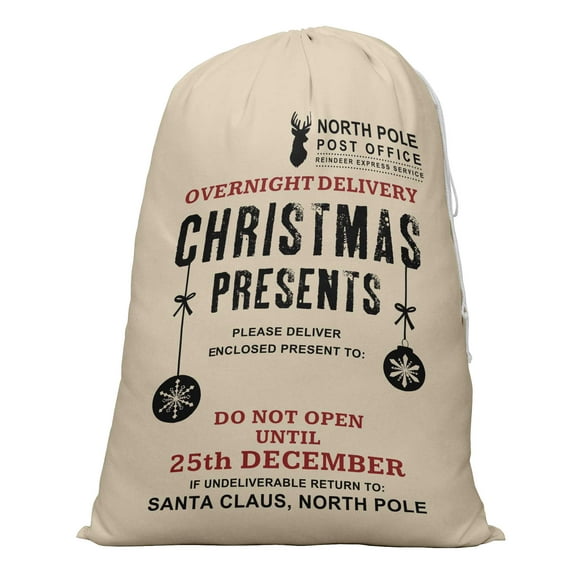 Printtoo Large Drawstring Canvas Bag Christmas Sack Bags Santa Gift Sack Custom Party Favor 2 Pcs 27x20 Inch