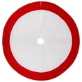 thumbnail image 2 of Northlight 26" Traditional White Velveteen Christmas Tree Skirt with Red Trim, 2 of 4