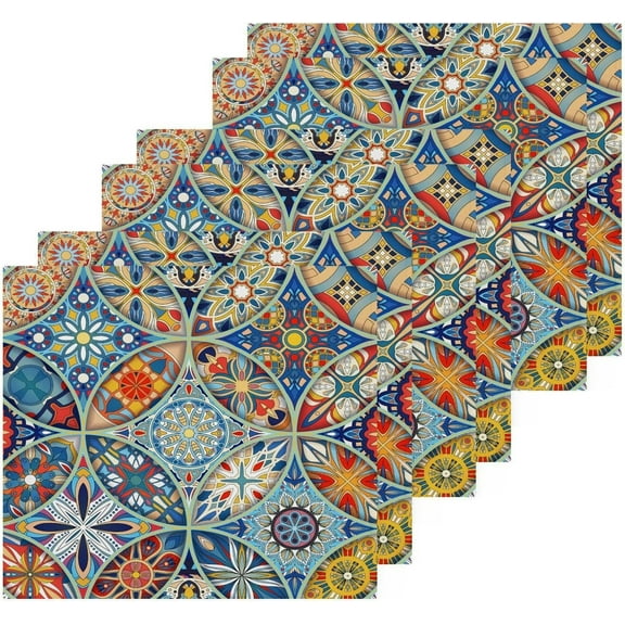 Coolnut Retro Mandala Pattern Washcloths, 2 PCS 12 X 12 Inches Cotton Wash Cloths, Highly Absorbent and Soft Face Towels for Bathroom,Gym,Hotel and Spa