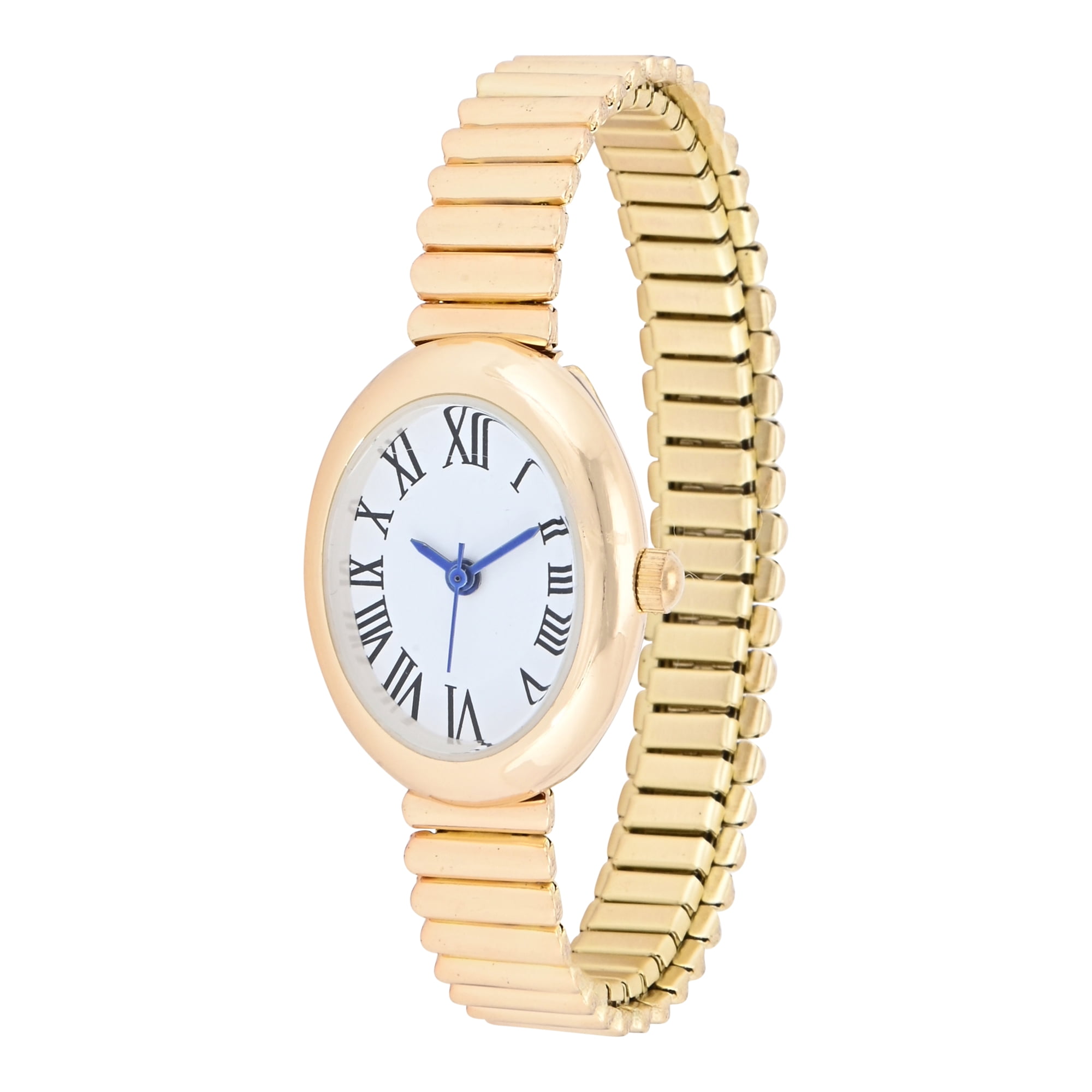 No Boundaries Adult Female Goldtone Petite Oval Case Watch with Gold Expansion Bracelet.