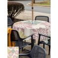 thumbnail image 5 of Outdoor Tablecloths with Umbrella Hole & Zipper, Geometric Flower 54x54 Inch Square Tablecloths, Vintage Country Floral Pink Green on Linen Waterproof Table Cloth, Patio/Pool/Picnic Table Covers, 5 of 8