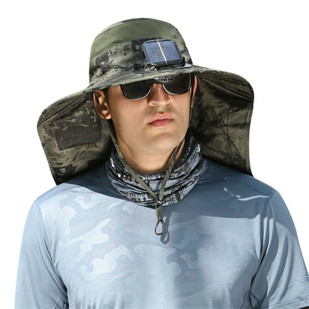 LMEEOR Fan Solar Fan Large Shawl Sun Hat Neck Protector Summer Sun Men s Outdoor Fisherman Hat Big Wind Solar Rechargeable Fan Stand Fan for Bedroom
