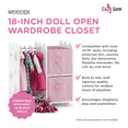 thumbnail image 5 of Emily Rose 18 Inch Doll Clothes Pink Storage Open Wardrobe with 2 Large Storage Bins and 5 Clothes Hangers, 5 of 9