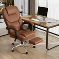thumbnail image 2 of Homall Chaise de Bureau Réglable en Hauteur avec Massage, Chaise d'Ordinateur Inclinable Ergonomique en Cuir pour Cadre, Soutien 8 Heures, Conception Robuste, Brun, 2 of 8