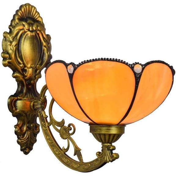 Artistic Style Wall Light for Living Room Bedroom, Stained Glass Wall Lamp Fixture with 8 inch Shade, Vintage Antique Decorative Wall Sconce for Hallway Beside,1 Lights,5