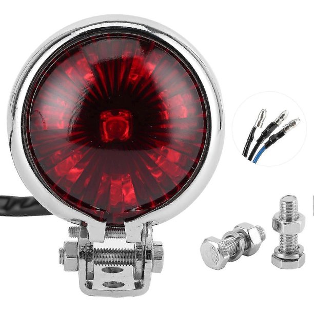 LED Tail Light Brake Rear Lamp with Mounting Fixing Screw Rod Universal for 12V MotorcycleElectroplating Red Lens
