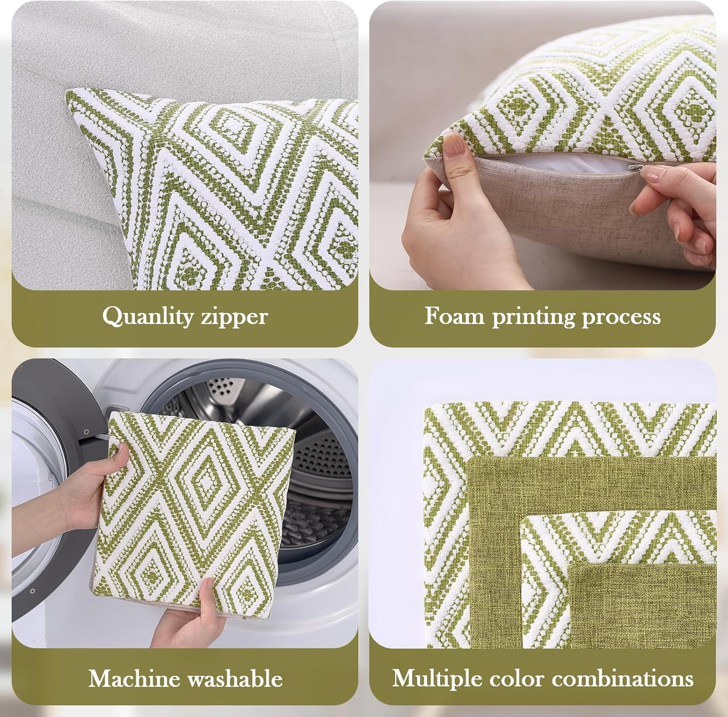 Wehilion Decorative Throw Pillow Covers Set of 2/4 Couch Pillows Linen Cushion Cover for Couch Sofa Living Room, 18"x18" inch
