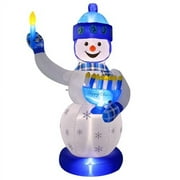 Lighted Hanukkah Inflatable Yard Decoration Huge 7' Ft Tall Snowman Blowup Decorated in a Chanukah Theme Menorah and Candle Indoor and Outdoor Hanukkah Holiday Yard Décor by Zion Judaica