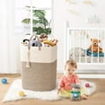 thumbnail image 5 of Woven Laundry Basket for Clothes, 100L Large Rectangle Laundry Hampers with Beads Tassel, Nursery Storage Basket for Toys, Tall Dirty Clothes Hamper for Bedroom Aesthetic, Laundry Room Organization, 5 of 18