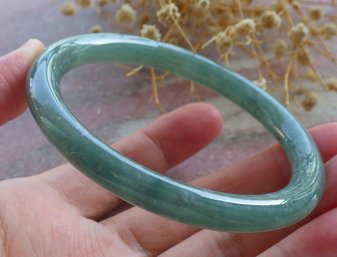 Icy Green Natural A JADE Jadeite Circle Bangle Bracelet 57 mm 683845 TN