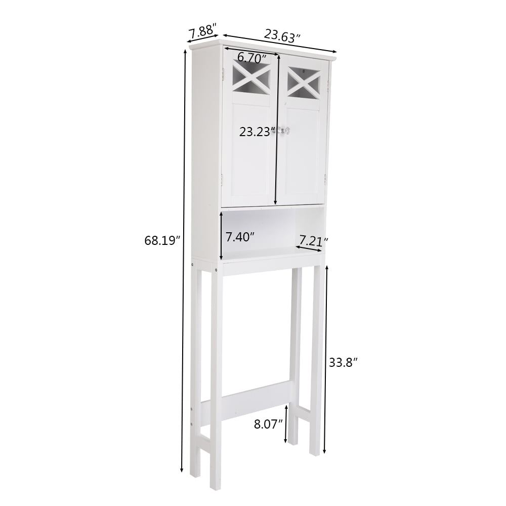 Ktaxon Over the Toilet Storage, Bathroom Storage Cabinet Organizer  with Adjustable Shelf Double Doors, White
