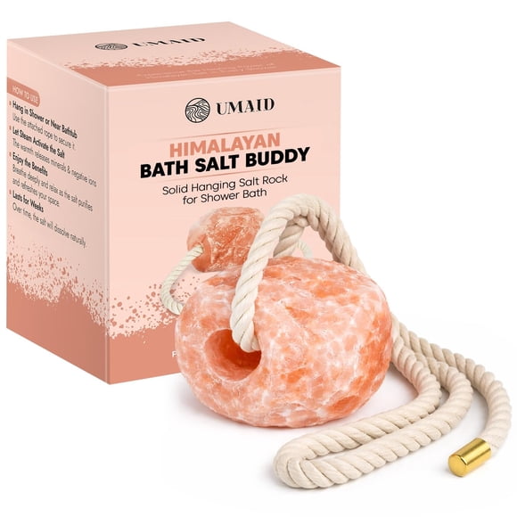 Sal de baño UMAID Himalayan Salt Buddy, roca colgante de sal del Himalaya, 2 lb