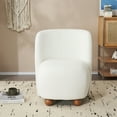 thumbnail image 2 of Modern Low Back Accent Chair, Upholstered Armless Living Room Chairs with Round Pine Wood Feet, Accent Chair for Small Living Spaces, Living Room, Bedroom, Balcony, Office and Reading Nook, White, 2 of 8