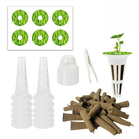 chaungfeng Seed Pod Kit, Hydroponics Accessories for System Compatible with Hydroponics Supplies from All Brands, 10 Grow Sponges, 15 Grow Baskets, 10 Domes, 6 Pod Labels