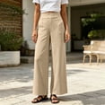 thumbnail image 5 of LIaqionyy Pants for Women's Wide Leg Elastic Waist Casual Loose Lounge Vacation Pant Work Trousers with Pockets, 5 of 8