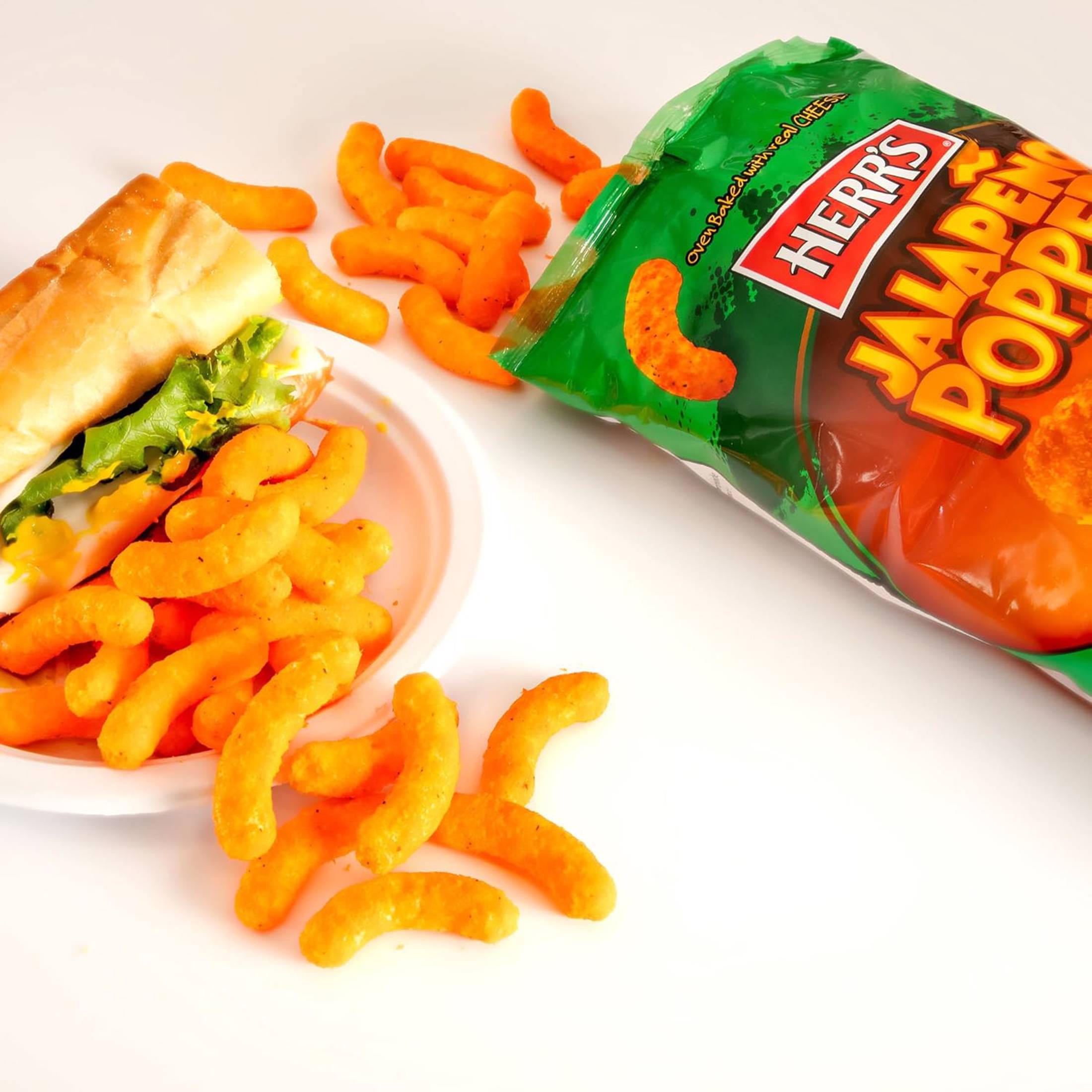 Herr's Jalapeno Cheese Curls, 6oz Bag in Resealable Plastic Packaging