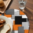 thumbnail image 3 of Burnt Orange Black Geometric Round 13 Inch Placemats Set of 4, Modern Abstract Art Block HeatResistant Non Slip Place Mats for Dining Table, Wipeable Braided Kitchen Table Mats for Housewarming, 3 of 9
