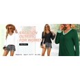 thumbnail image 5 of MOSHU Color Block T Shirts for Women V Neck Long Sleeve Womens Shirts Loose Fall Tops with Pocket, 5 of 5