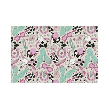 

Placemats Set of 4 / 6 West Cowgirl Disco Placemats for Dining Table Indoor/Outdoors Heat Resistant Washable Placemats 18 x 12