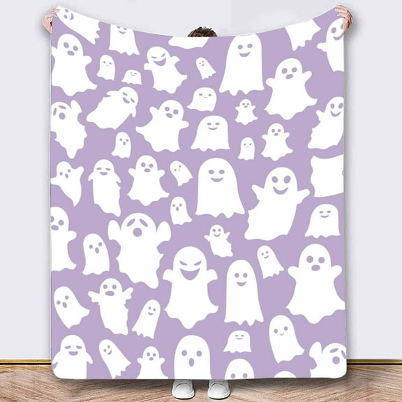 Spooky Blanket Halloween Throw Blankets Gift for Your, Ghost Blanket Plush Soft Fleece Flannel for Lap Chair Halloween Decor 100*130"