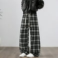 thumbnail image 2 of sususu Sweatpants For Men Open Bottom,Men's Plaid Print Wide Leg Trousers Loose Fitting Everyday Casual Straight Pant Comfortable,Black,XXXL, 2 of 5