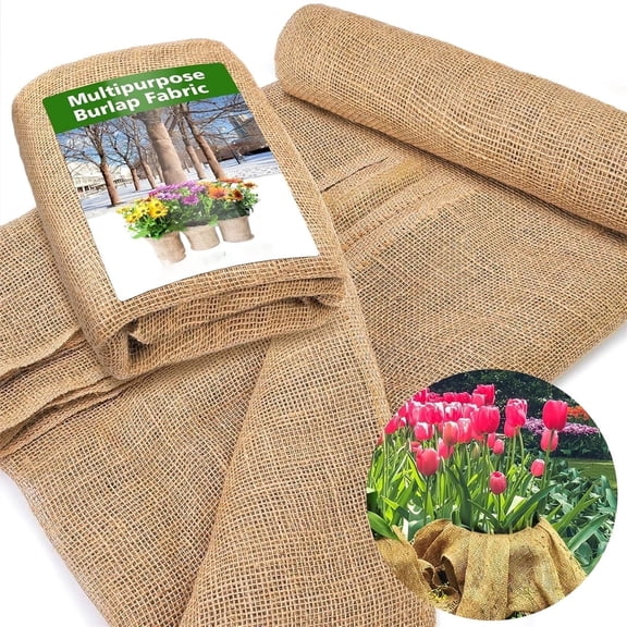 Burlap Fabric,Tutuviw 13ft Gardening Burlap Roll,High Density Jute Fiber Material for Plant Care Farmhouse Decor,Burlap Tree Wrap for Plants in Winter,Burlap Plant Covers Freeze Protection