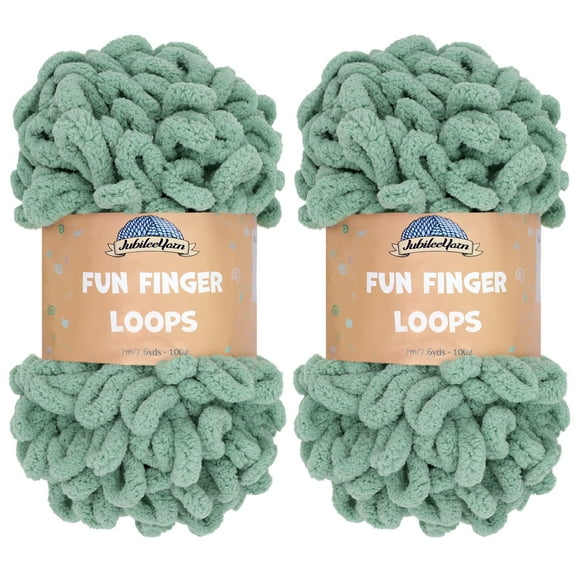 JubileeYarn Fun Finger Loops Yarn - Jumbo Polyester - 100g/Skein - Hunter - 2 Skeins