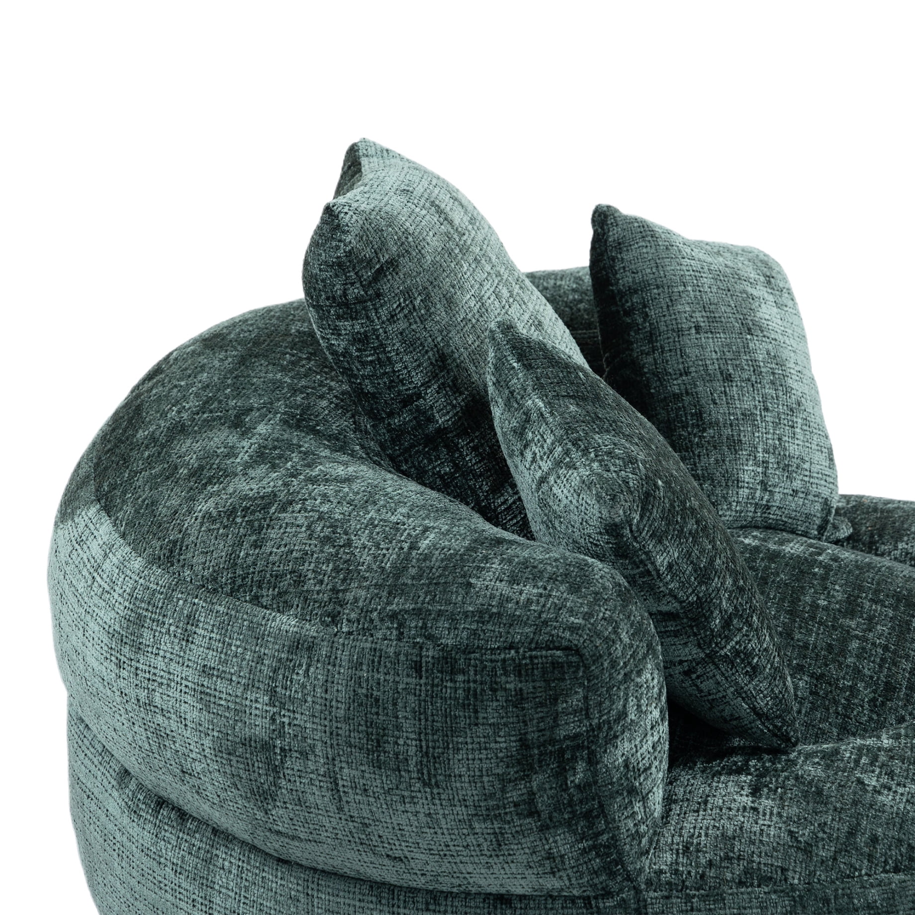 Oversized Chenille Bean Bag Chair for Adults & Kids, Indoor & Outdoor Lazy Bean Bag Sofa with Wrap-Around Backrest & Pillows for Bedroom, Living Room, Playroom, 42.52''x42.52''x20.47'', Emerald