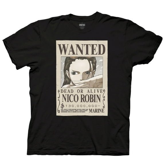 One Piece Nico Robin Full Wanted Poster Anime Adult Unisex T-Shirt L