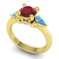 thumbnail image 2 of Diamond-Capitals 2.50 Carat Fine Round Cut Red Ruby & Blue Topaz Gemstone Anniversary Ring for Ladies Solid 14K Yellow Gold Size 8.5, 2 of 8