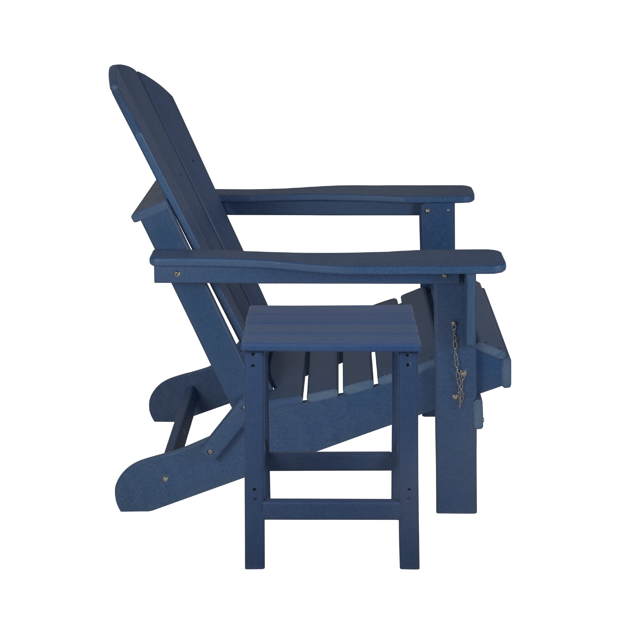 Adirondack Chair with Square Side Table Included for Outdoor Patio Garden Porch Seating, Navy Blue