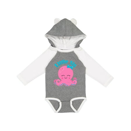 

Inktastic Cute Octopus Little Sis Gift Baby Girl Long Sleeve Bodysuit