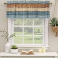 thumbnail image 2 of 2 Pack Farmhouse Blue Brown Valances for Windows Bedroom Living Room Window Treatments, Vintage Wooden Striped Rod Pocket Valance Drapes Short Kitchen Curtains Over Sink 42"x18", 2 of 8
