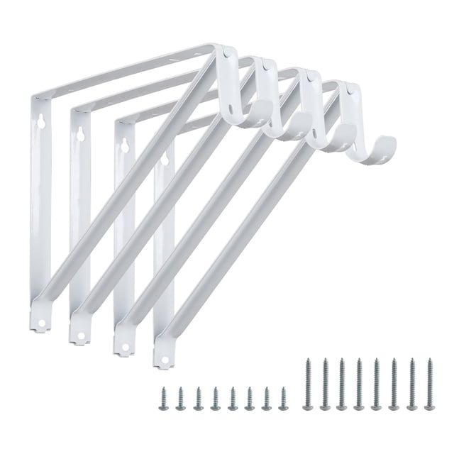 HOME MASTER Supports Robustes pour Tringle de Garde-Robe, Lot de 4, Étagère de Garde-Robe Murale et Support de Tringle, Supports d'Étagère 11 x 9,5 Po avec