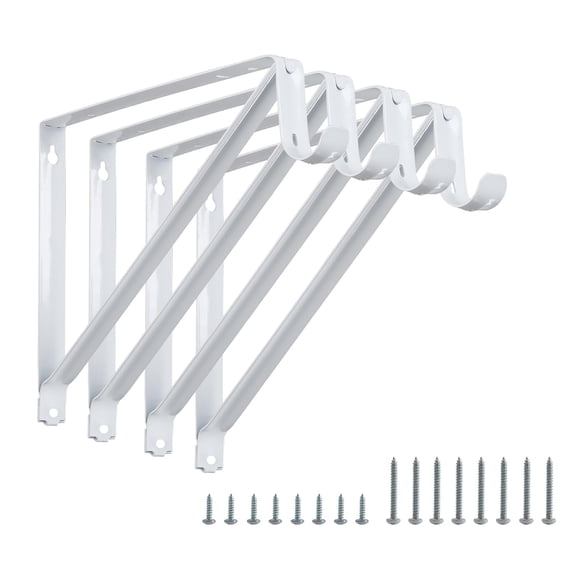 HOME MASTER Supports Robustes pour Tringle de Garde-Robe, Lot de 4, Étagère de Garde-Robe Murale et Support de Tringle, Supports d'Étagère 11 x 9,5 Po avec