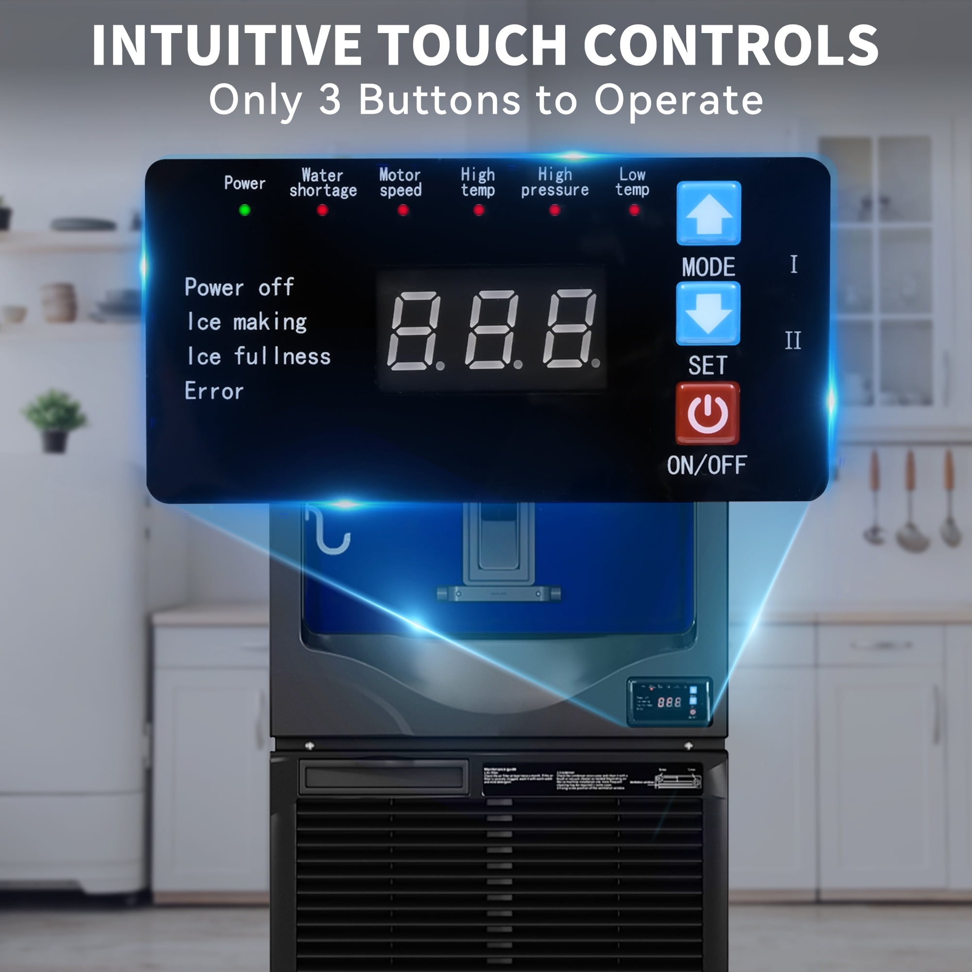 Dextrus Commercial Snowflake Ice Maker 220LBS/24H with 88LBS Storage, Food Grade Stainless Steel Automatic Freestanding Ice Maker Machine with Stainless Steel Scoop