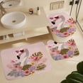 thumbnail image 6 of Shower Curtain 4 Piece Set with Non-Slip Rugs Toilet Lid Cover And Bath Mat Flamingo And Tropical Flowers Waterproof Personality Pattern Bath Curtain Spring Summer Holiday for Bathtub Decor, 6 of 8