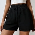 thumbnail image 2 of VBVC Women's Drawstring High Waisted Shorts,Summer Breathable Trousers,Ladies Lightweight Workout Pants with Pockets,Black,S-2XL, 2 of 9