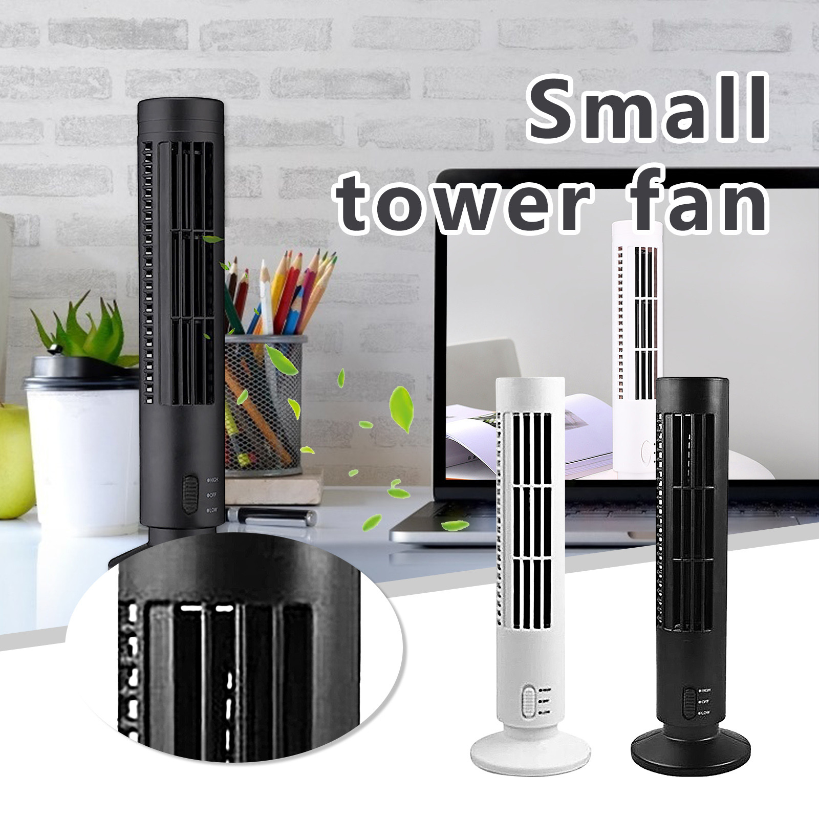 Wovilon Tower Fan for Bedroom, 24ft/s Velocity Quiet Cooling Fan, 90° Oscillating Fans for Indoors, Table Fan, Bladeless Fan, Standing Floor Fans, White - image 5 of 6