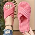 thumbnail image 6 of Slippers for Women Memory Foam House Bedroom Corduroy Crossbands Open Toe Slides Sandals Shoes Comfy Trendy Gift for womens Anti-Skid sole, 6 of 10