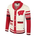 thumbnail image 2 of Unisex Colosseum Cream Wisconsin Badgers Wild Collective Button-Up Jacquard Sweater, 2 of 3