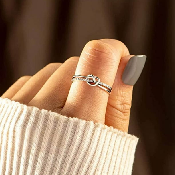 Anillos para mujer, regalos para mujer, anillo de doble capa con diamantes en forma de corazón, anillos de compromiso para boda, compromiso, boda, cumpleaños, día de San Valentín, joyas, regalos, un a