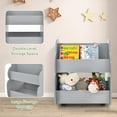 thumbnail image 5 of OLAKIDS Kids Bookshelf with Wheels, Wooden Bookcase Toy Storage Cabinet Organizer Holder, Toddler Display Stand Book Rack for Bedroom Playroom Nursery Kindergarten, 5 of 9