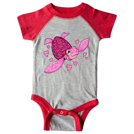 

Inktastic Valentine s Day Cute Pink Sea Turtle with Hearts Gift Baby Boy or Baby Girl Bodysuit