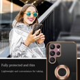 thumbnail image 3 of Compatible with Samsung Galaxy S23 Ultra Case for Women Cute Samsung S23 Ultra Phone Case Shockproof with Luxury Plating Gold Edge and Magnetic Car Mount Kickstand Protective Cases (Black), 3 of 14