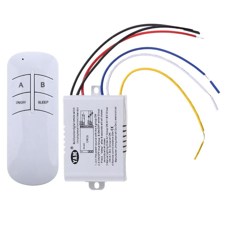 TORCHSTAR Wireless Light Switch and Receiver Kit, Simple Remote Control,  On/Off No Wire Switch for Tungsten, Incandescent, Filament, LED Lights,  Lamps, Signal Works up to 100ft RF Range 