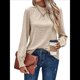 thumbnail image 2 of Camiseta de Larga con Cuello Alto y Ojales para Mujer, Elegante, Informal, , de Negocios, Elástica, con Aberturas Albaricoque XXL, 2 of 9