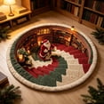 thumbnail image 5 of Christmas Round Rug, 3D Santa Claus Library Illusion Area Rug for Living Room Fireplace Bedroom, Winter Holiday Quilted Floor Mat, 5 of 6
