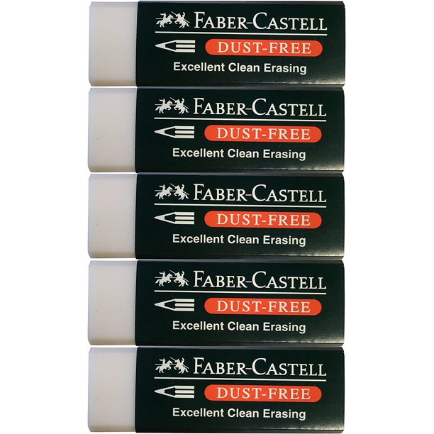 FaberCastell Extra Soft Large White Pencil Eraser Set, Dust Free
